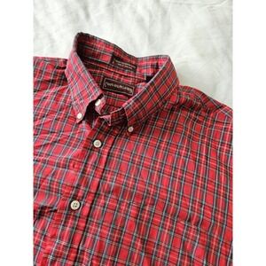 Chaps Ralph Lauren Button Down Shirt Long Sleeve Men's 17 34-35 Red  Checker